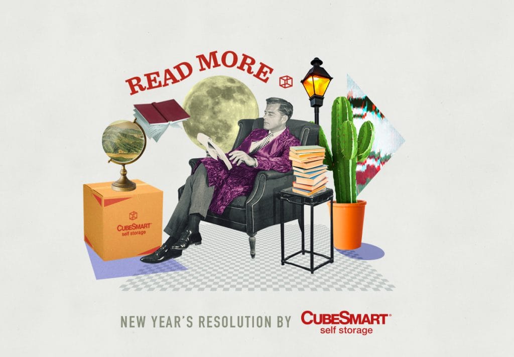 man in smoking jacket and reading chair in a modern collage