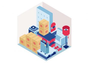 An illustration of a Small CubeSmart Storage Unit and Contents