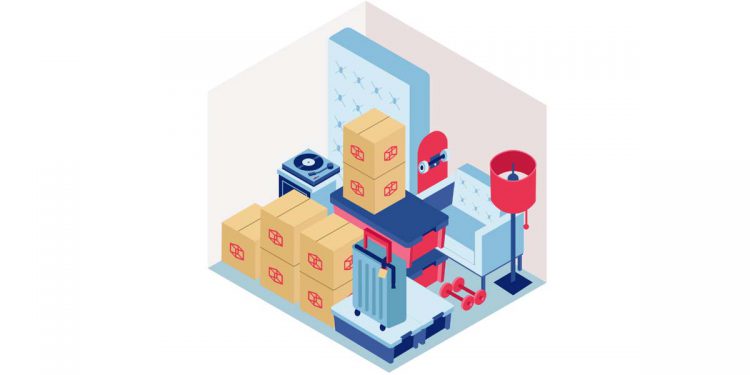 An illustration of a Small CubeSmart Storage Unit and Contents