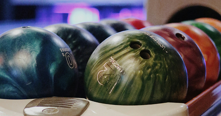 Bowling balls lined up