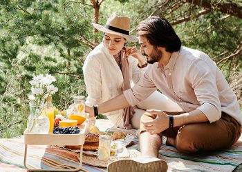 Man and woman having a picnic