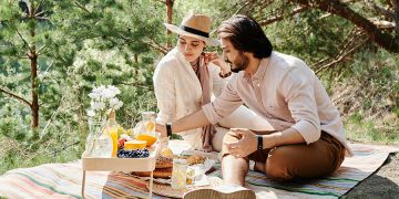 Man and woman having a picnic