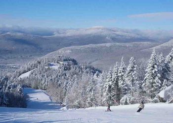 Snow covered ski slopes