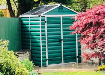 Green garden shed