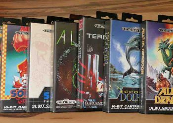 Row of video games sitting on a shelf