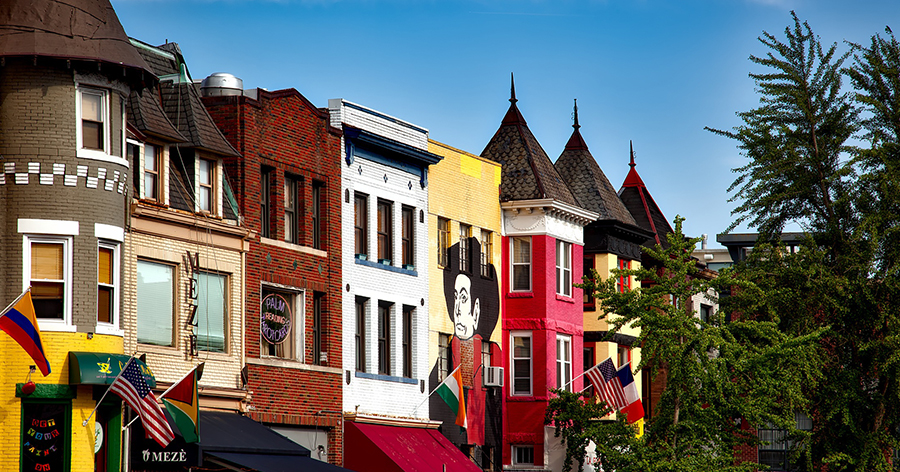 Row of colorful houses