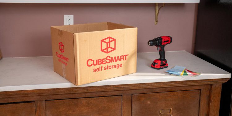 CubeSmart Box sitting on counter during renovation