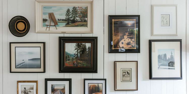 gallery wall with painted images