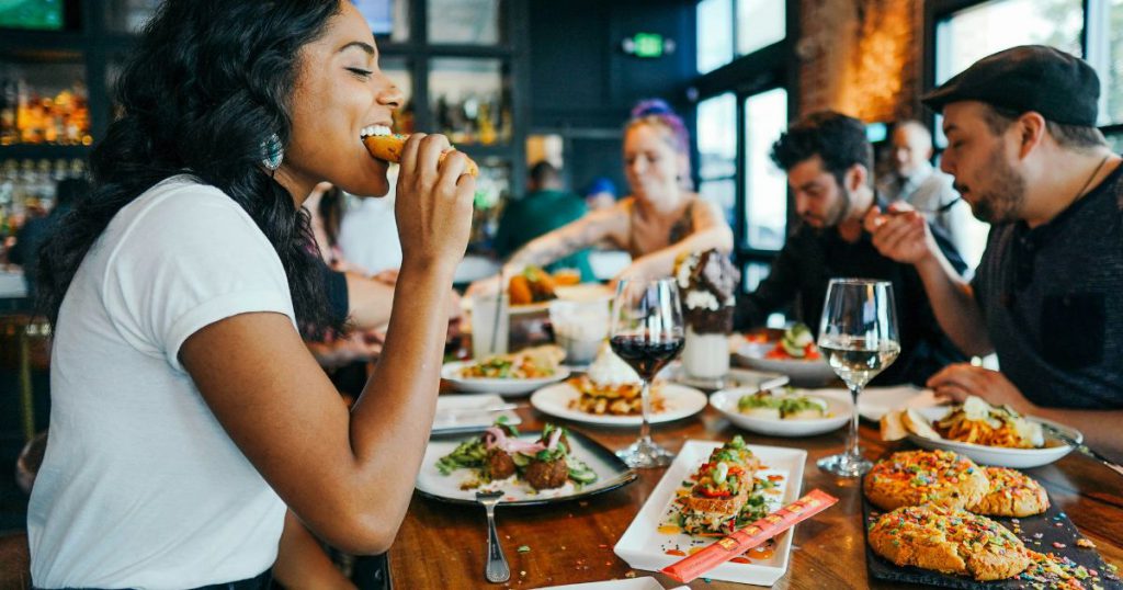 eating at a restaurant