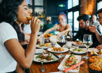 eating at a restaurant