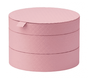 pink, circular stackable boxes