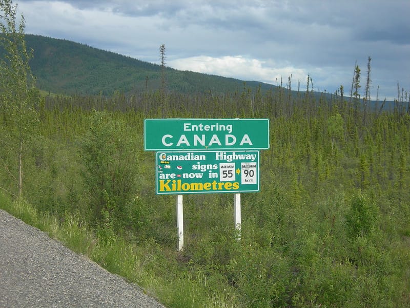 Entering Canada Sign
