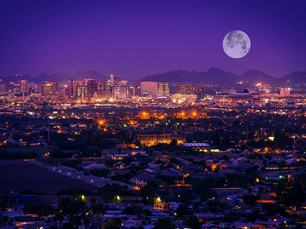 Phoenix city skyline at night
