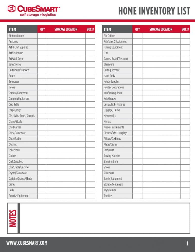 home inventory list