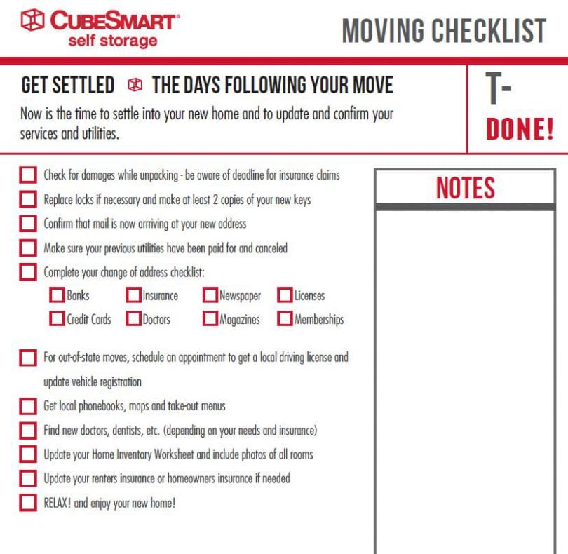 Moving Checklist to Keep You Sane While Relocating CubeSmart