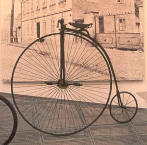 old picture of penny-farthing bicycle