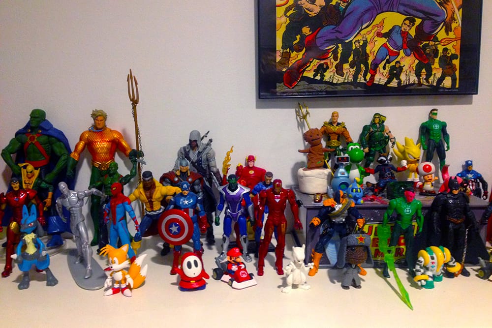 collectible action figures on a shelf