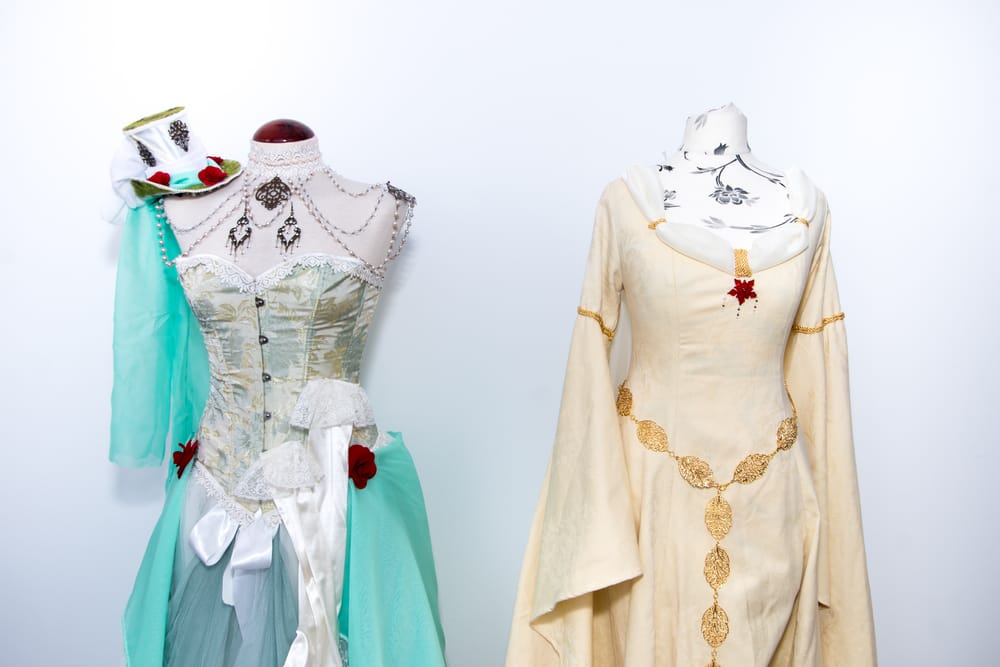 cosplay historical dresses on dress forms