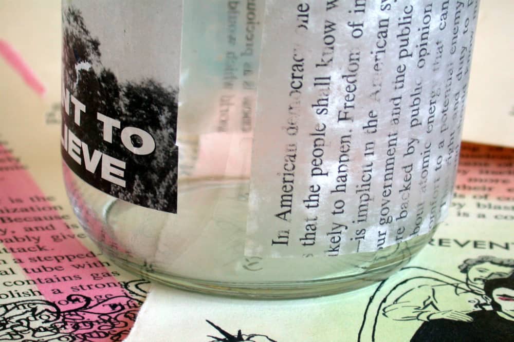 Decoupaged mason jar