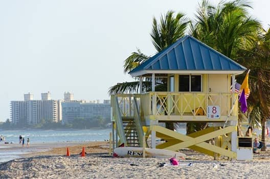 life guard stand on the beach in Miami