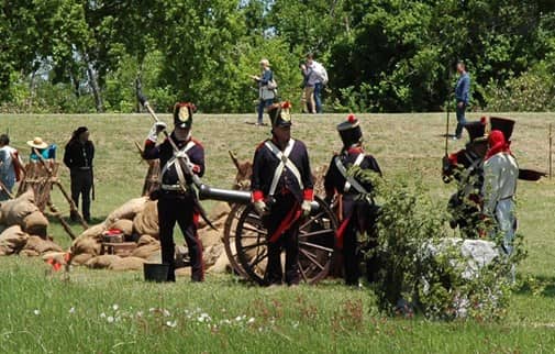 re-enactors dressed up at the San Jacinto Festival in Houston