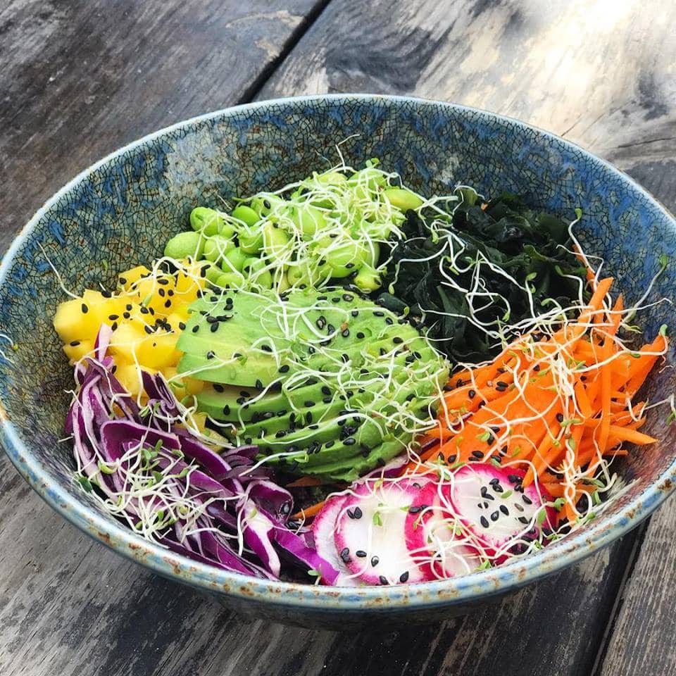 Vegetable chirashi with avocado, wakame, edamame, and mango from Soul Tavern in Miami, FL