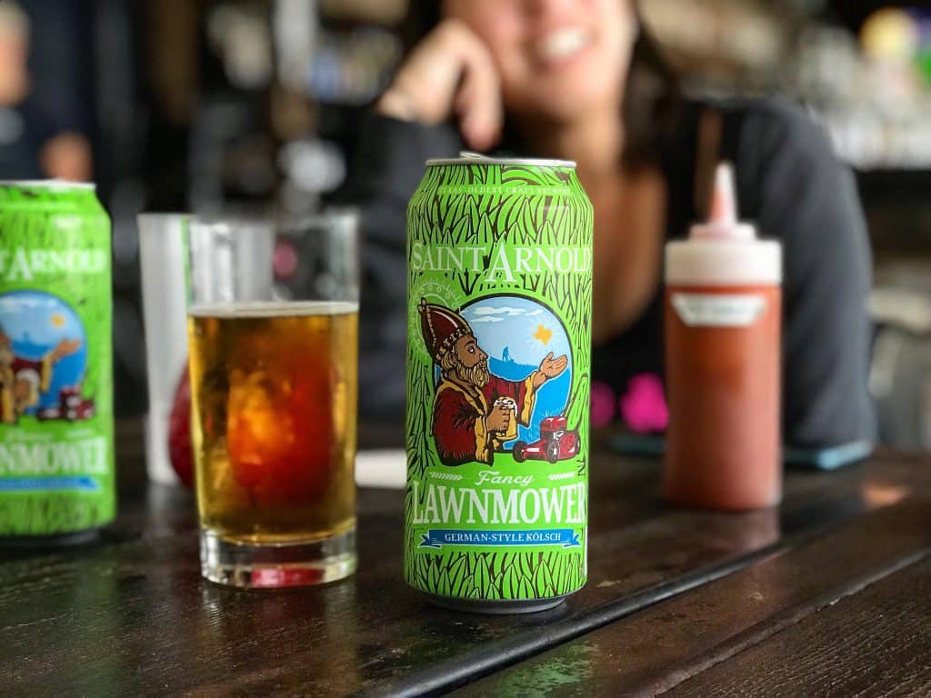 close up of beer can from Saint Arnold Brewing Company