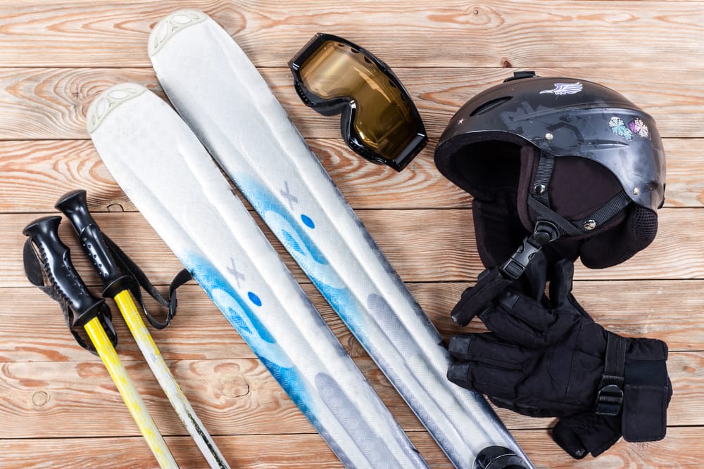 close-up winter ski custom gear