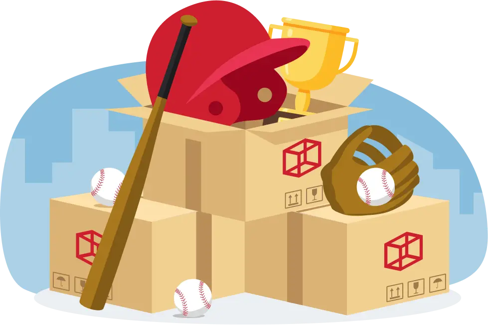CubeSmart boxes full of baseball gear