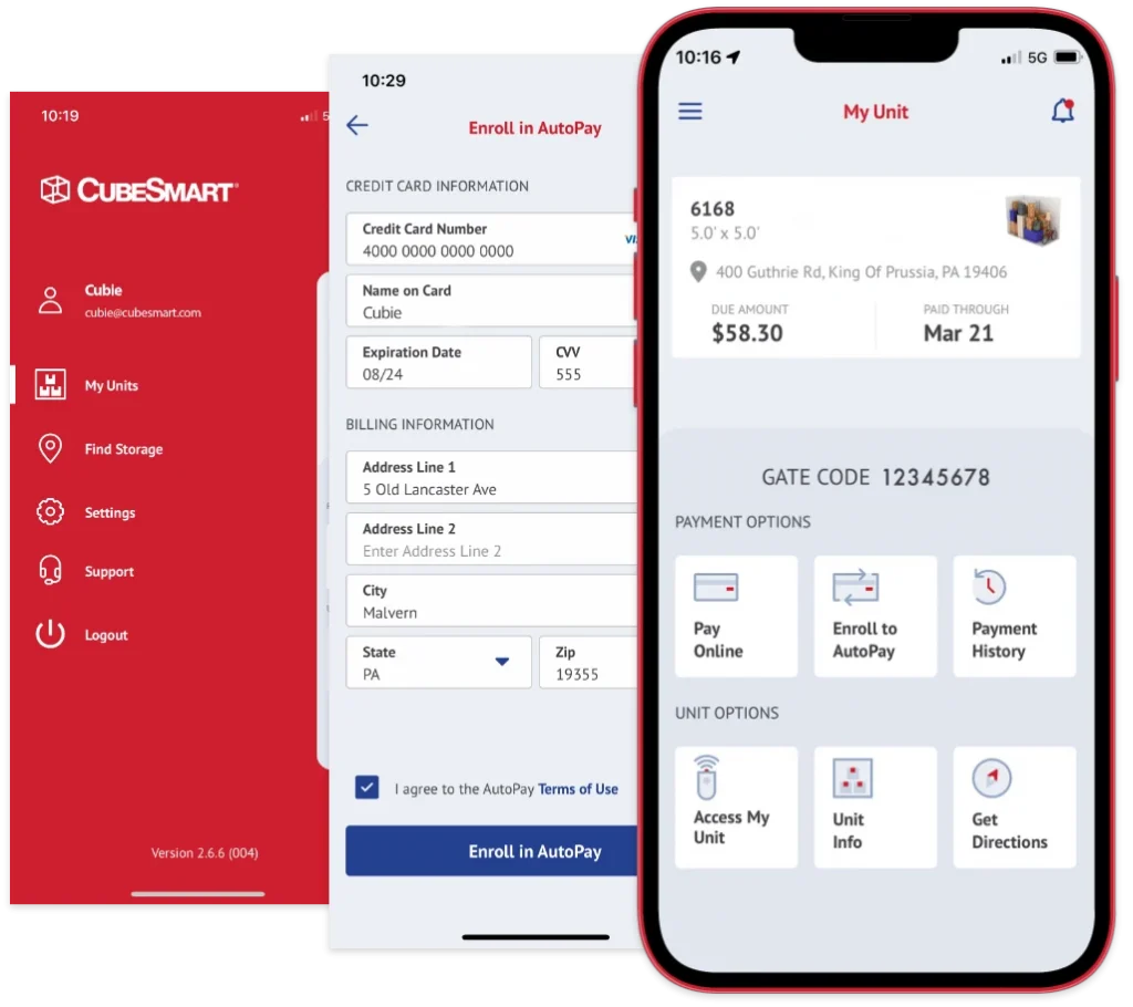 CubeSmart Mobile App Self Storage App CubeSmart